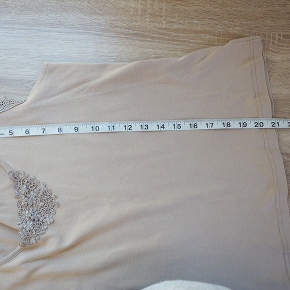 Vintage Preppy Taupe Tank Top Lace Accent Shirt Size‎ Medium - Picture 7 of 7